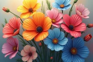 16 moderne Blumengemälde für jeden Raum.